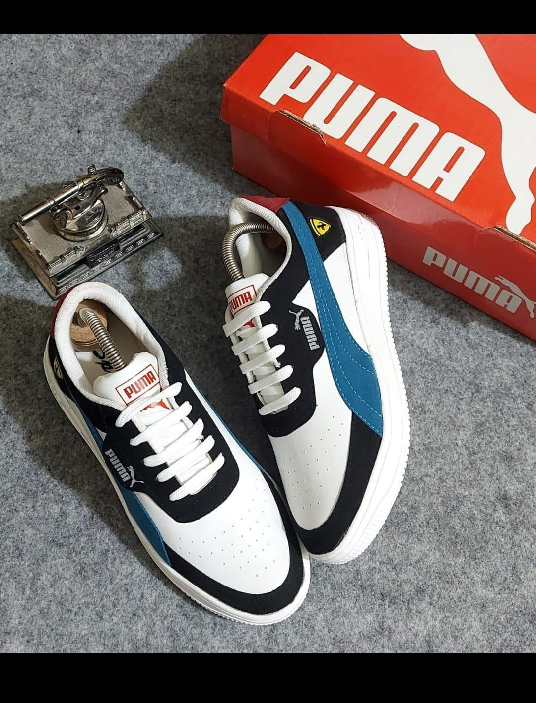Ferrari Sneakers for Men (White & Teal, 6)