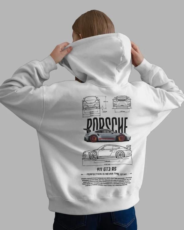 Men's Graphic Porsche Printed white Hoodies