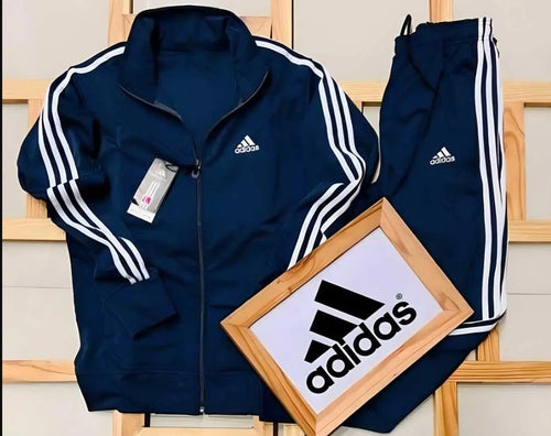 Adidas Full Sleeves Tracksuit for Men (Navy Blue, M)