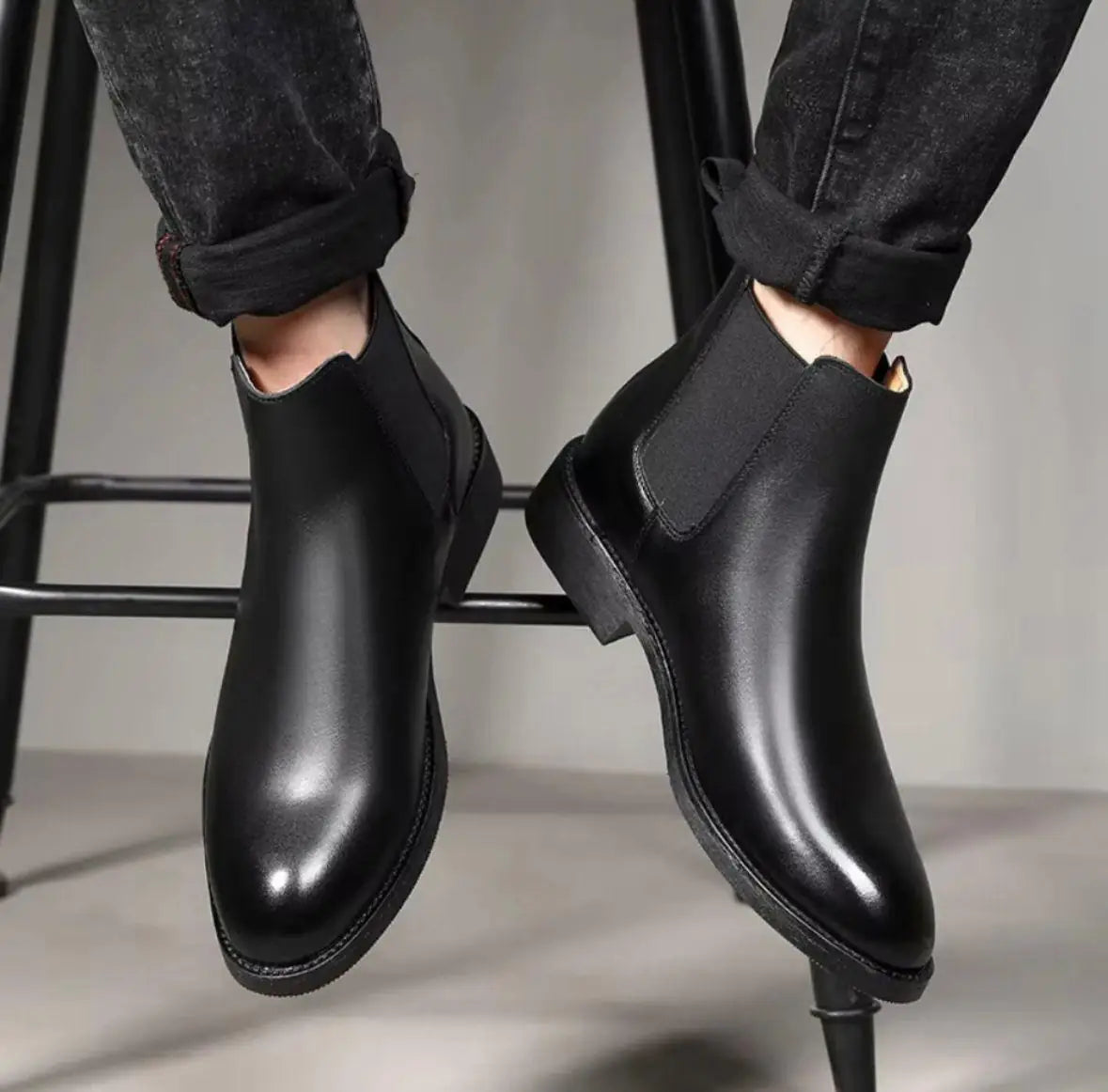 Mens Casual  Leather Chelsea Boots