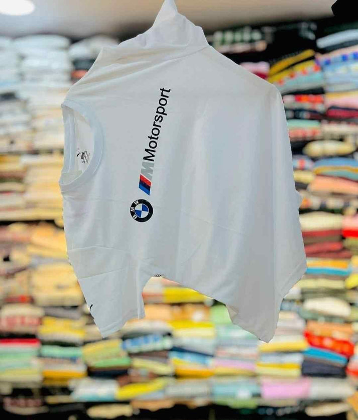 Motosport Round Neck White Tshirt
