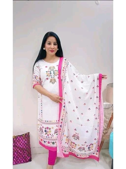Muslin Sequence Kurta Dupatta set with Strechble  Pant Dupatta set