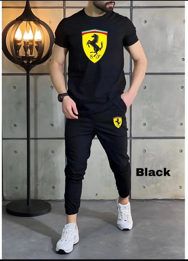 Ferrari Printed Tracksuit for Men (Black, M)