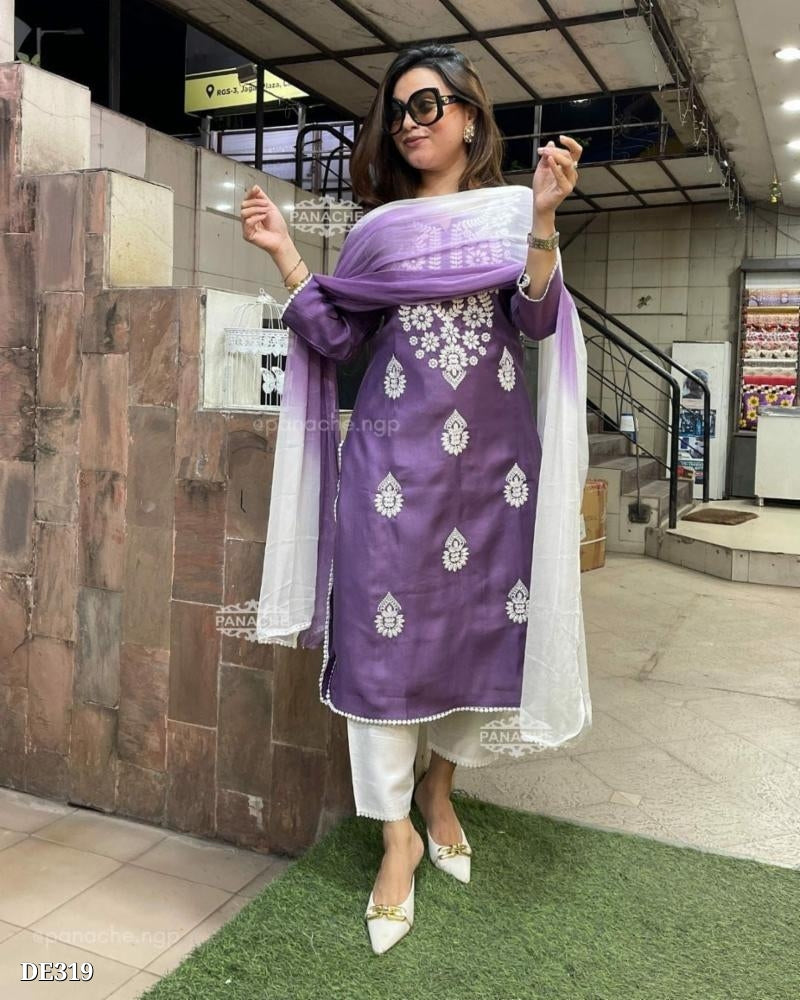 Lucknow Chikankari Handwork Embroidery Suit Set