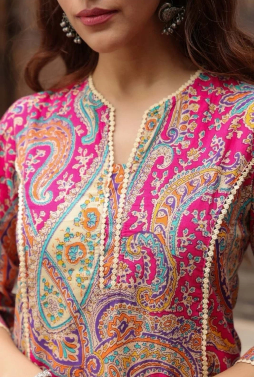 Jaipuri Printed Women Bandhni Pink Kurti