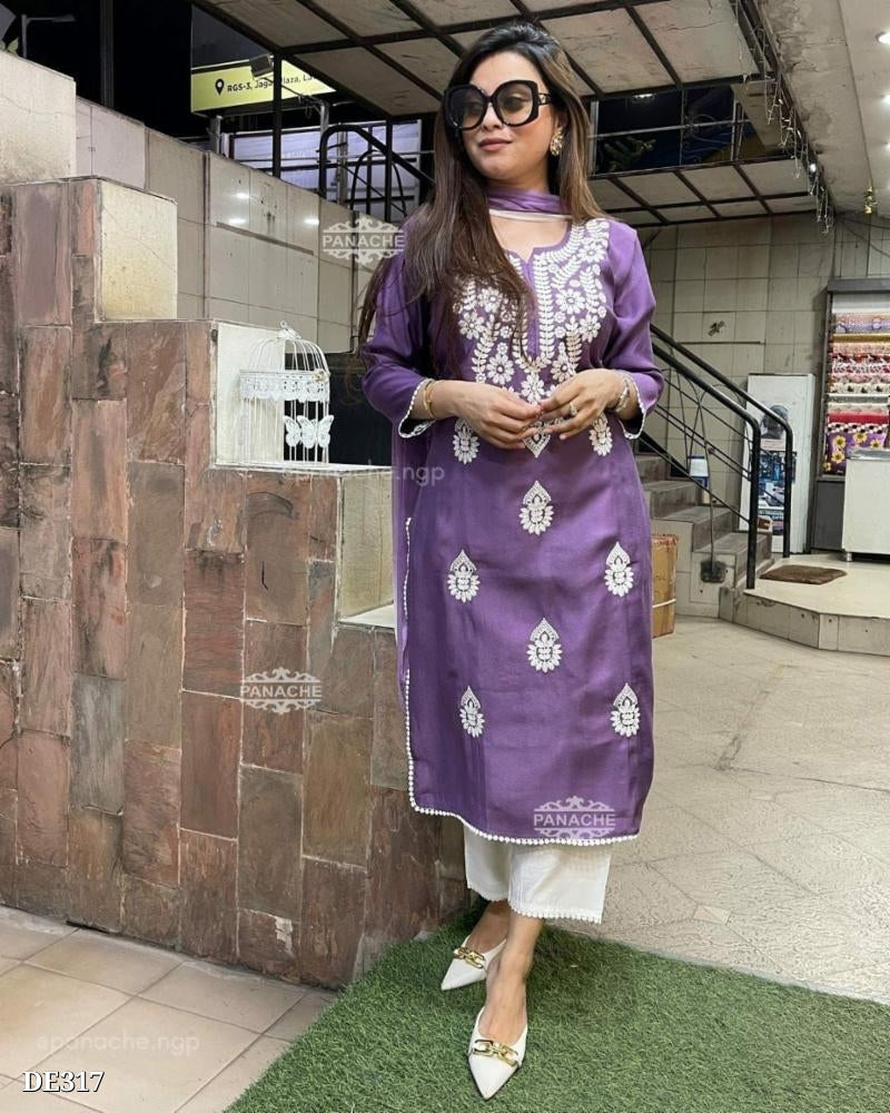 Lucknow Chikankari Handwork Embroidery Suit Set