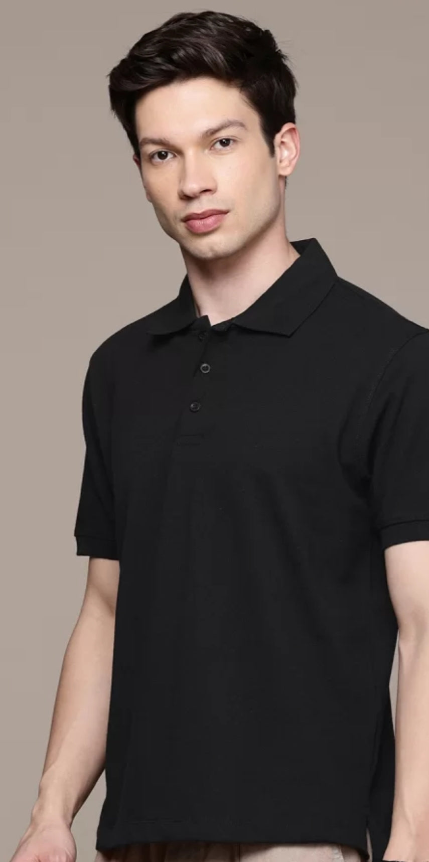 Breathable Organic Cotton Men's Black Polo T-shirt