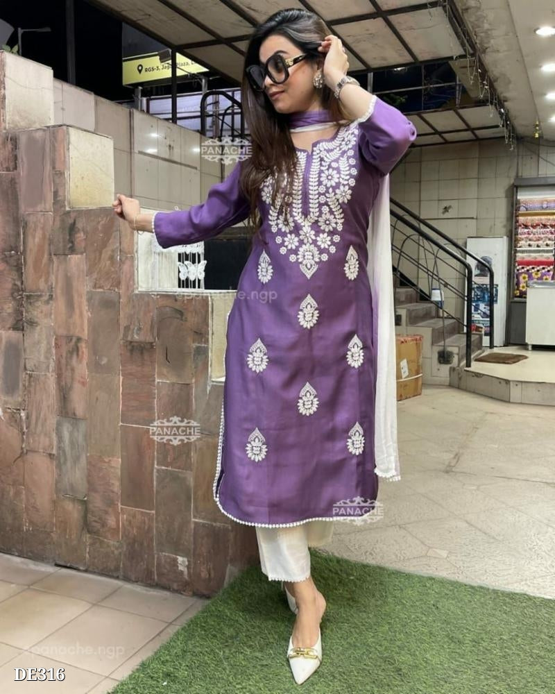 Lucknow Chikankari Handwork Embroidery Suit Set