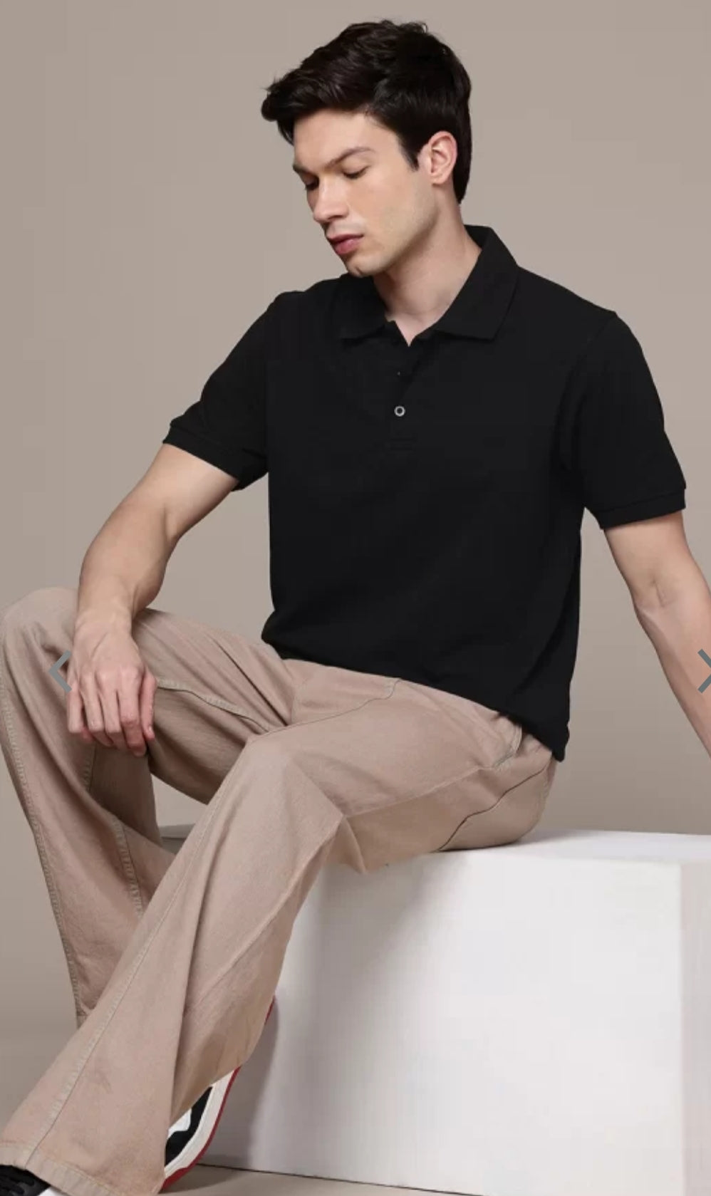 Breathable Organic Cotton Men's Black Polo T-shirt